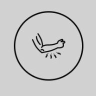 Una ilustración en blanco y negro de un brazo en un círculo.