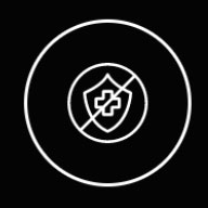 A no shield icon on a black background.