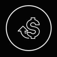 Un signo de dólar en un círculo sobre un fondo negro.