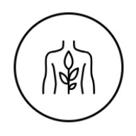 A line icon of a body with a plant in it.